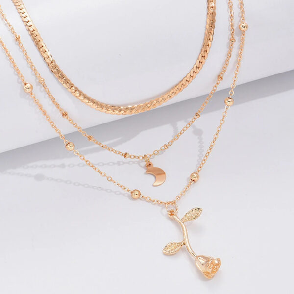 Bohemia Multilayer Moon Gold Color Pendant Necklaces For Women Rose Flower Choker Necklace 2025 Fashion Jewelry Party Gift Valentine's Day Gifts - Image 7