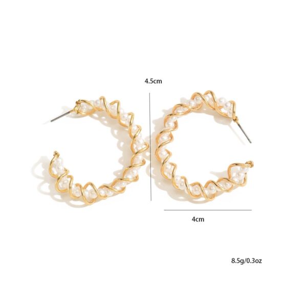 Elegant Gold And Pearl Hoop Earrings -  Stylish And Lightweight Women's Jewelry - Image 5