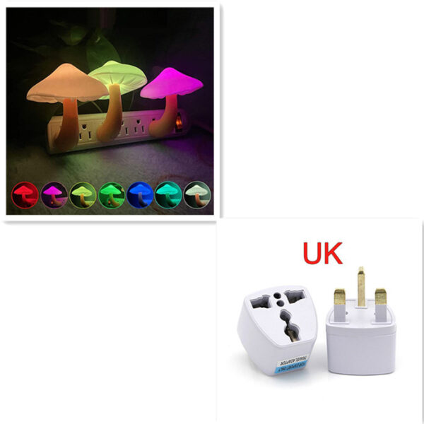 LED Night Light Mushroom Wall Socket Lamp EU US Plug Warm White Light-control Sensor Bedroom Light Home Decoration - Image 4