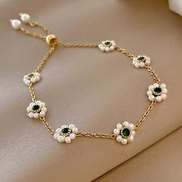 Pearl Flowers Bracelet All-match Fashion Adjustable Chain Bracelet - Image 4