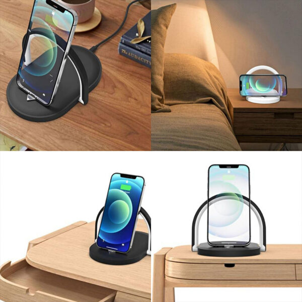 3 In 1 Foldable Wireless Charger Night Light Wireless Charging Station Stonego LED Reading Table Lamp 15W Fast Charging Light - Image 7