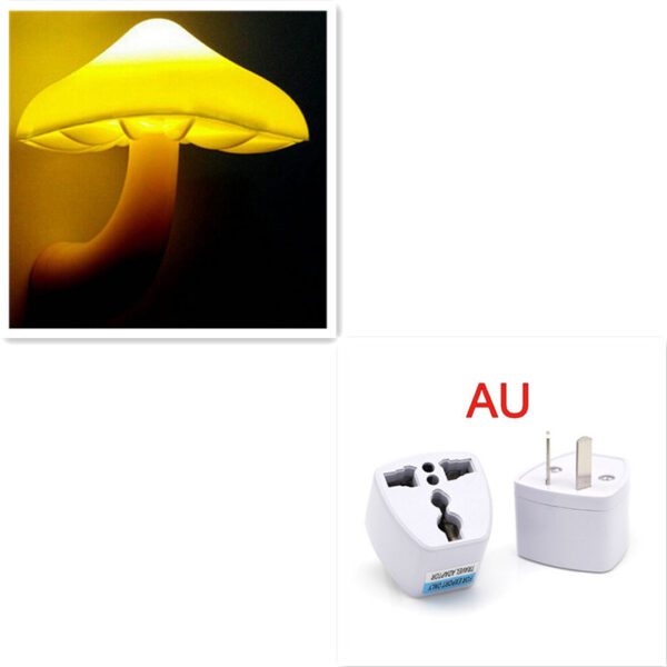 LED Night Light Mushroom Wall Socket Lamp EU US Plug Warm White Light-control Sensor Bedroom Light Home Decoration - Image 3