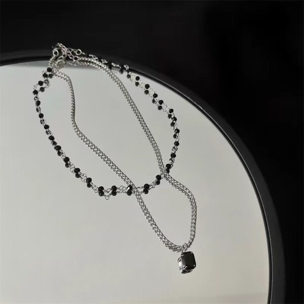 Double Layer Twin Black & Rhimestone Necklace Ins Style New Simple Clavicle Chain - Image 4