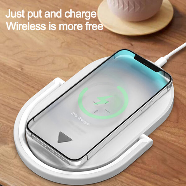 3 In 1 Foldable Wireless Charger Night Light Wireless Charging Station Stonego LED Reading Table Lamp 15W Fast Charging Light - Image 4