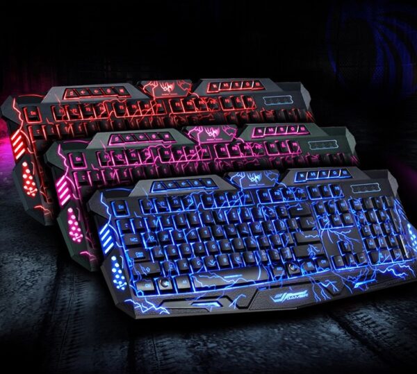 J10 tricolor backlight wired gaming keyboard set colorful luminous gaming mouse keyboard Russian keyboard - Image 6