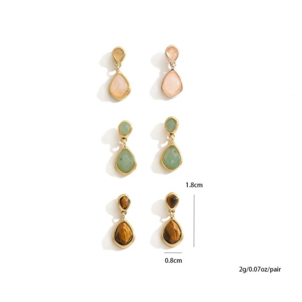 Natural Stone Drop  Earrings Set - 3 Pairs - Image 5