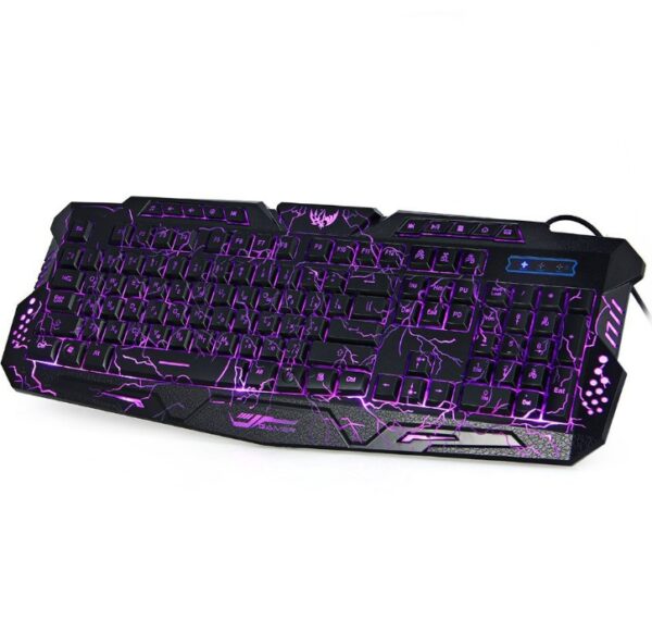 J10 tricolor backlight wired gaming keyboard set colorful luminous gaming mouse keyboard Russian keyboard - Image 5