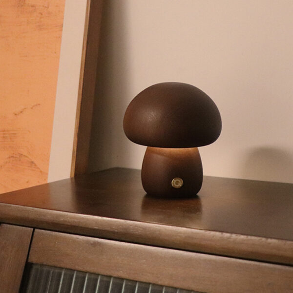 INS Wooden Cute Mushroom LED Night Light With Touch Switch  Bedside Table Lamp For Bedroom Childrens Room Sleeping Night Lamps Home Decor - Image 6