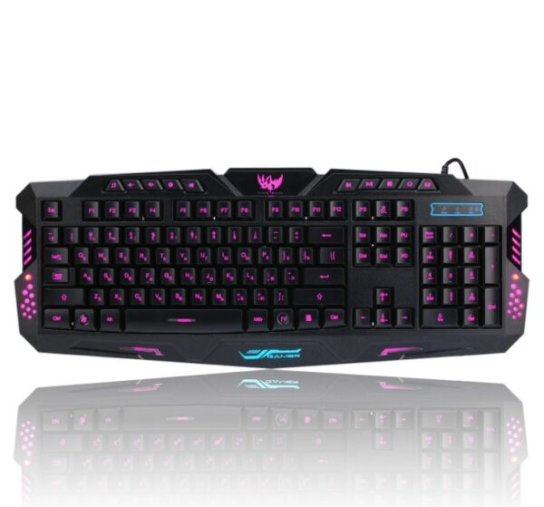 J10 tricolor backlight wired gaming keyboard set colorful luminous gaming mouse keyboard Russian keyboard - Image 3