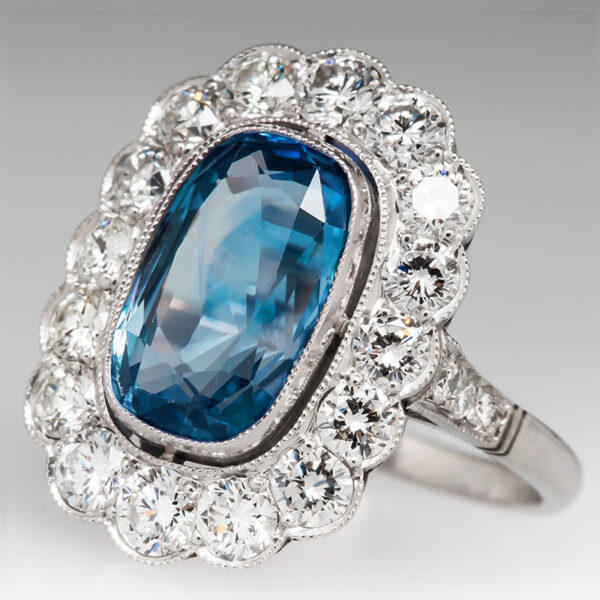 Luxury Colored Gems Ring Inlaid Sea Blue Women's - Image 2