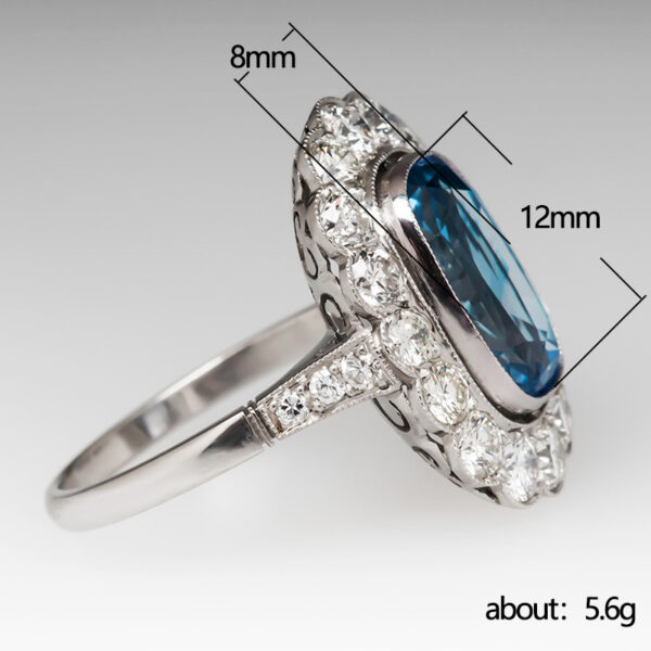 Luxury Colored Gems Ring Inlaid Sea Blue Women's - Image 5