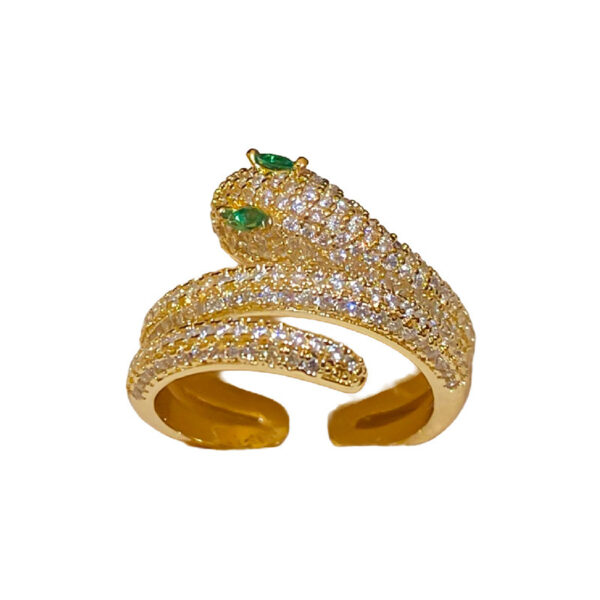 Real Gold Electroplated Zircon Simulated Snakes Open Ring Bracelet - Image 2