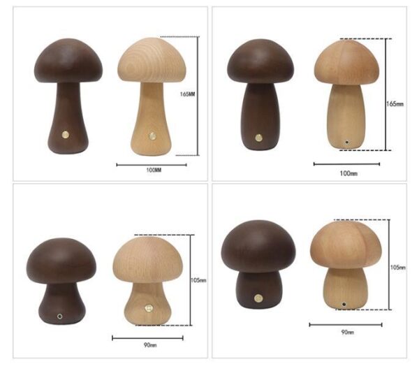 INS Wooden Cute Mushroom LED Night Light With Touch Switch  Bedside Table Lamp For Bedroom Childrens Room Sleeping Night Lamps Home Decor - Image 9